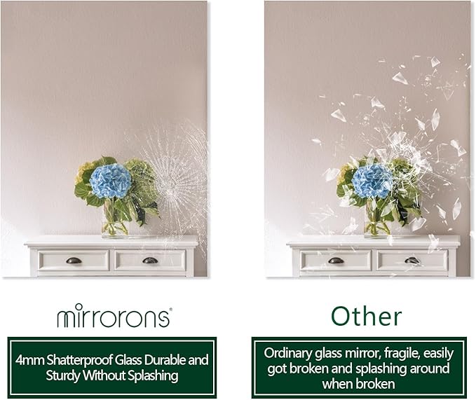 Mirrorons Frameless Mirror, Wall Mirror 24" x 32", Modern Rectangle...