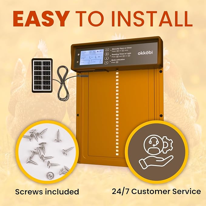 Okkobi Automatic Chicken Coop Door Solar Powered