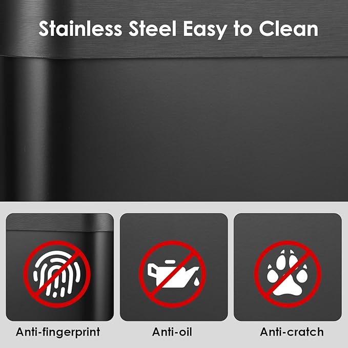 Arlopu Automatic Trash Can, Sensor Motion Stainless Steel Garbage Bin,