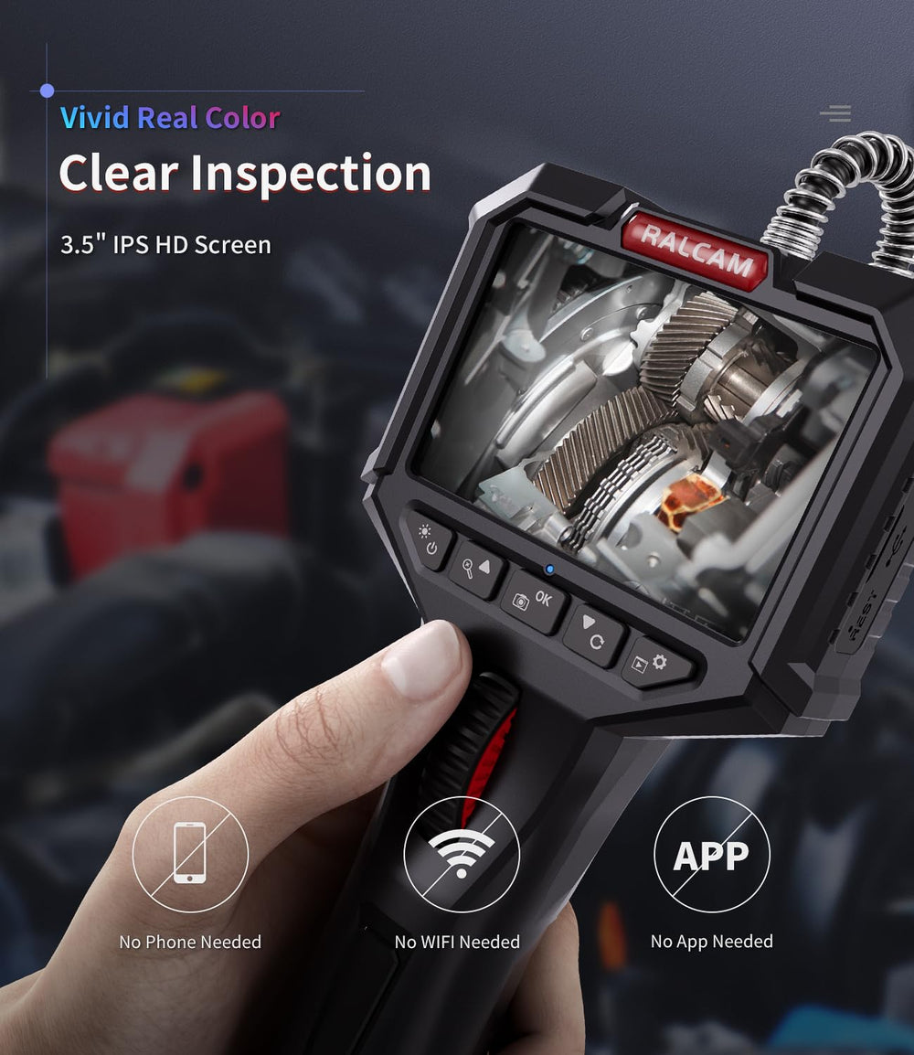Ralcam Two-Way Articulating Borescope with Light, Slim Probe