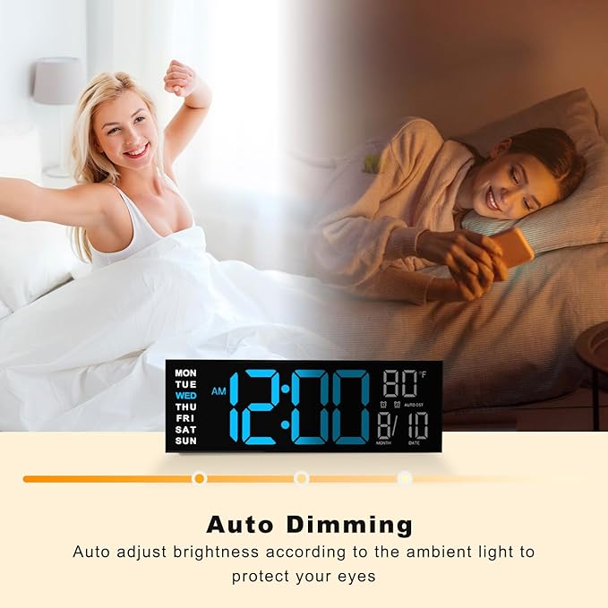 JALL 16" Large Digital Wall Mount Clock, Count Down Timer, Big LED, RGB ...