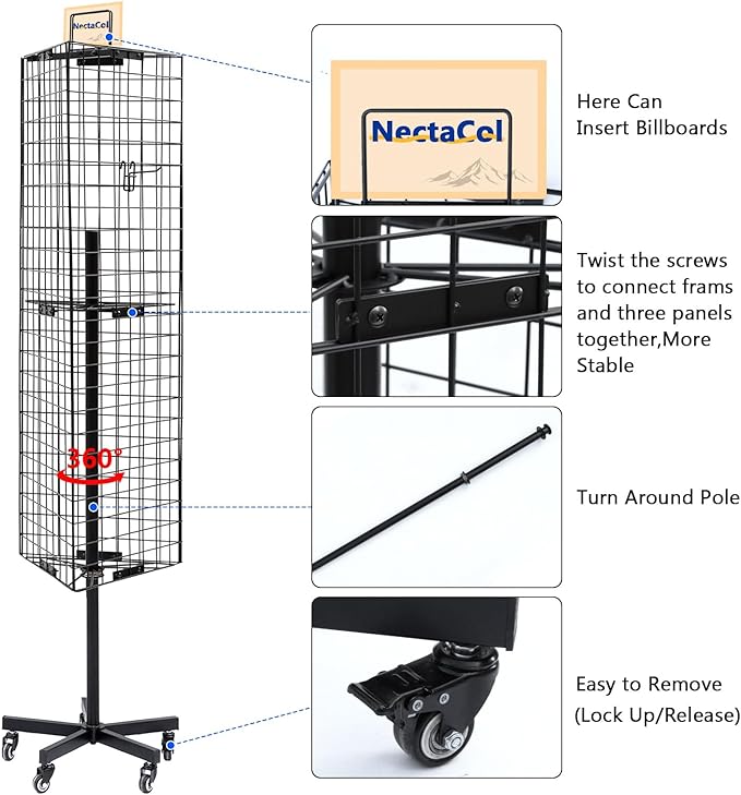NectaCol Triangular Gridwall Panel Display Stand (12pcs)