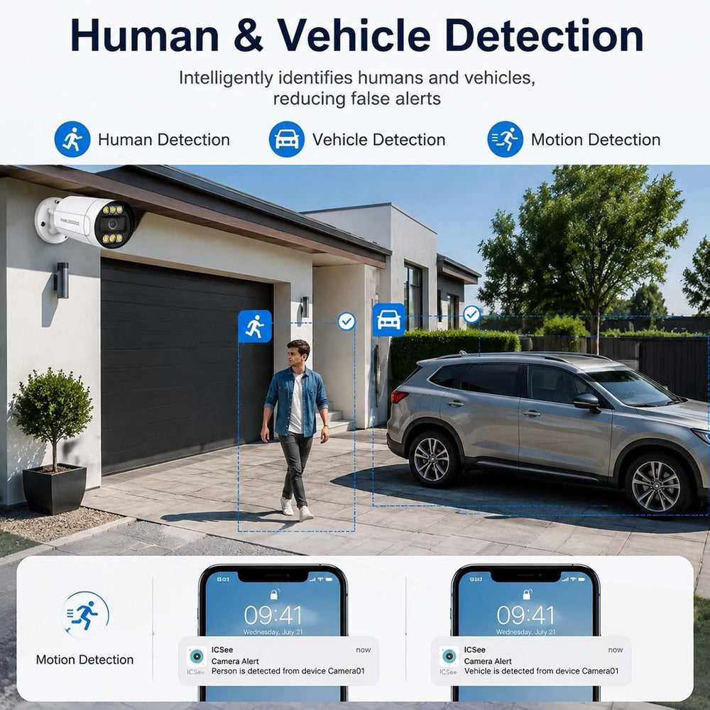 4K 8MP PoE Outdoor Security Camera, 2.8mm 108° Wide Angle