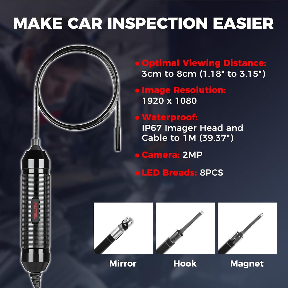 Autel MV108S 1080P HD Inspection Camera, 8.5mm Probe Wide-Angle Borescope, IP...