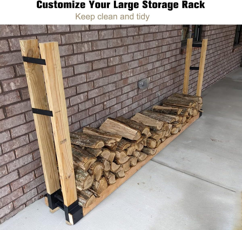 Outdoor Firewood Rack Bracket Kit for 2x4 lumber, Black, 1 Pair