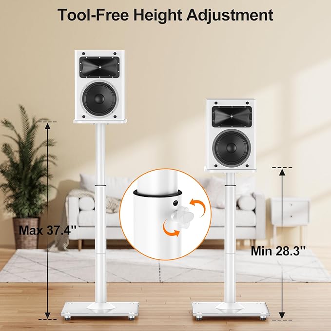 ELIVED Universal Speaker Stands Height Adjustable 28"-37.4", Booksh...
