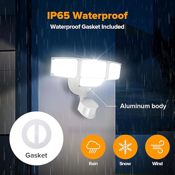 LUTEC 80W 9000LM LED Security Lights Motion Sensor Outdoor Lights, 4 Head LED...