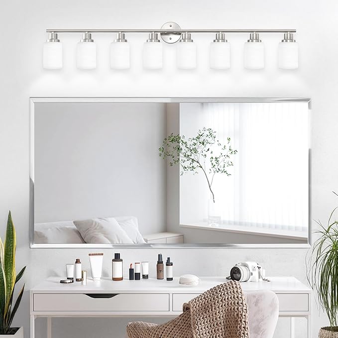 Guliaofo 8-Light Vanity Lights, Brushed Nickel Bathroom Light Fixture