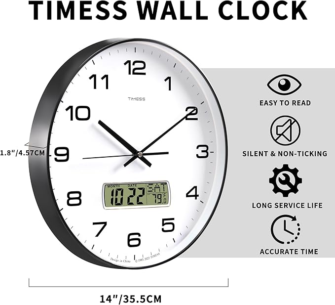 TIMESS Wall Clock, Ideal Modern Home, Office Decor