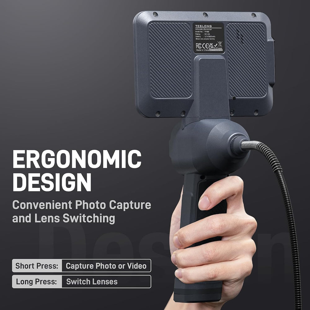 Teslong Dual Lens 4-Way Articulating Borescope for Wall Engine Inspection
