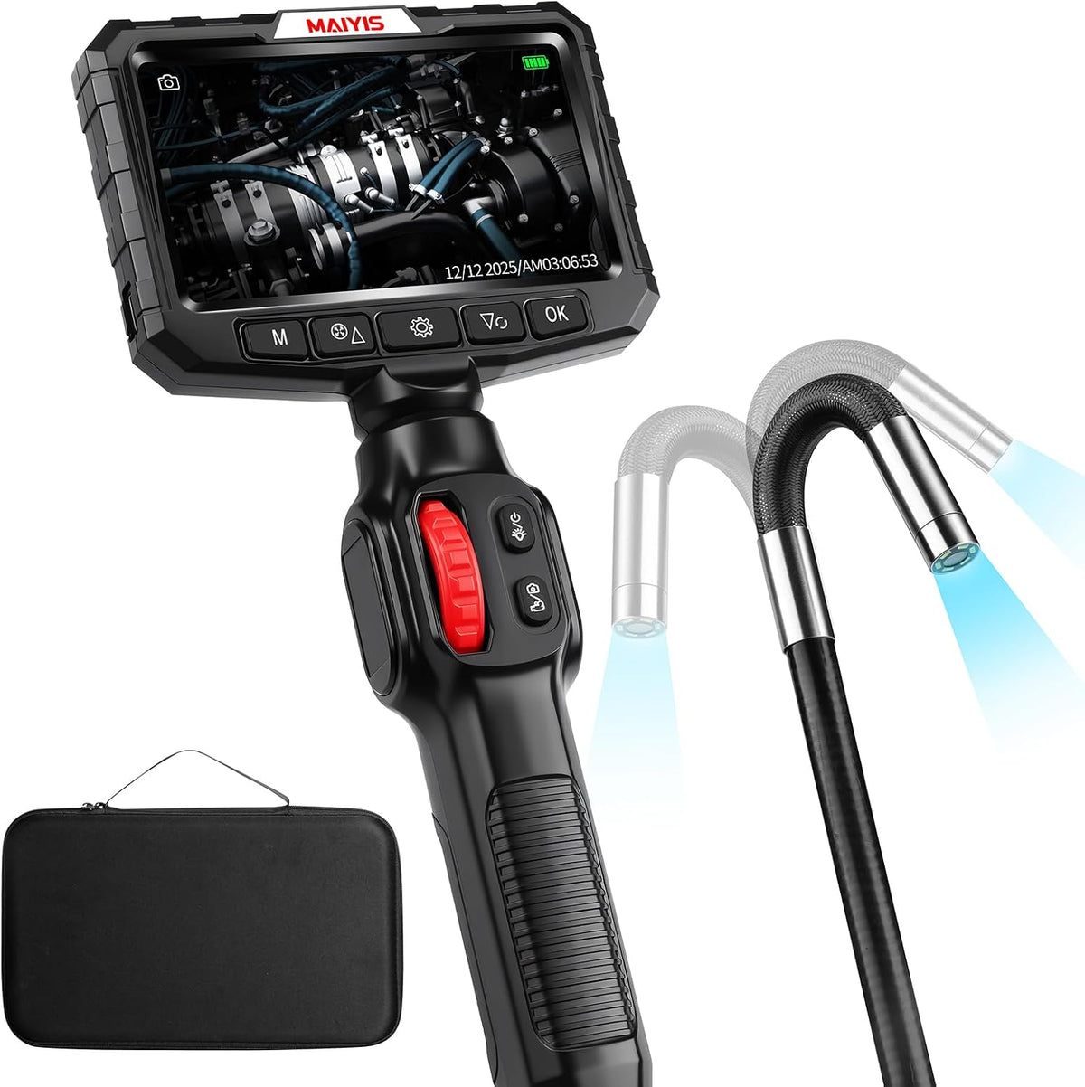 0.24 in Ultra Mini Two-Way Articulating Borescope Camera with Light