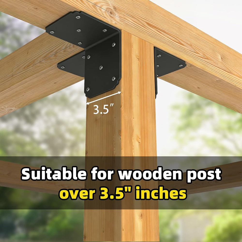 4 PCS 4x4x3.5 Pergola Brackets,Heavy Duty L Right Angle Bracket