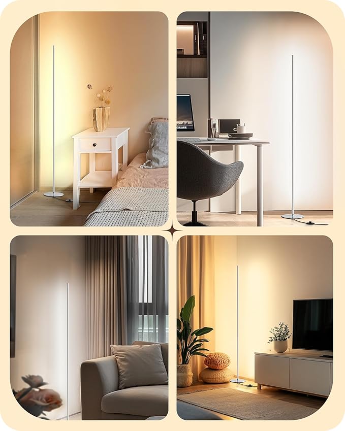 EDISHINE Minimalist LED Corner Floor Lamp (2 Pack)