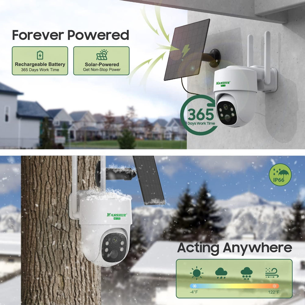 4G LTE Cellular Security Camera Outdoor Wireless, No WiFi Needed, Solar