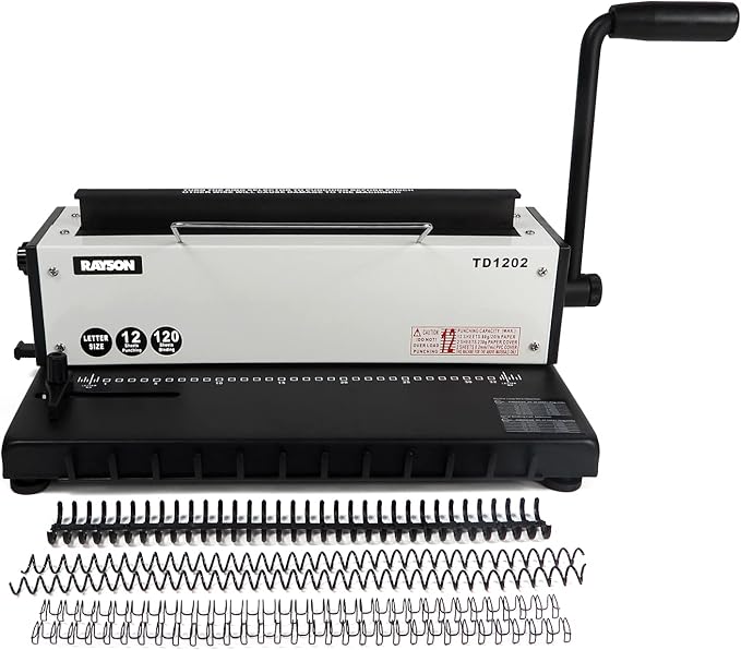 Rayson TD1202 Binding Machine, 3:1 Pitch Wire Binder, Punching 12