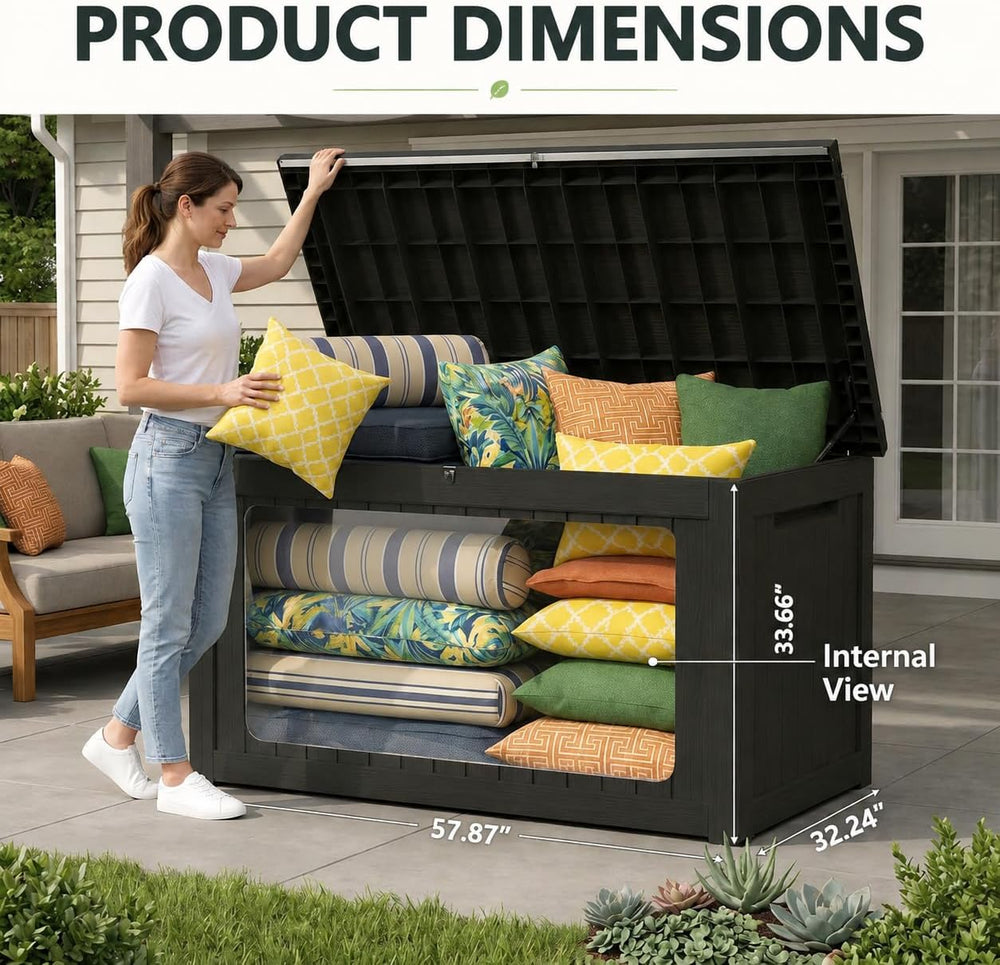 320 Gallon Extra-large Outdoor Storage Box, Waterproof Lockable Deck Box
