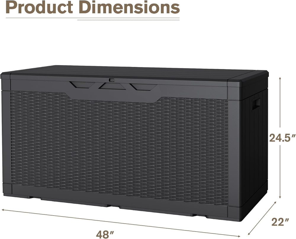 JUMMICO 100 Gallon Resin Deck Box, Waterproof Outdoor Storage Box