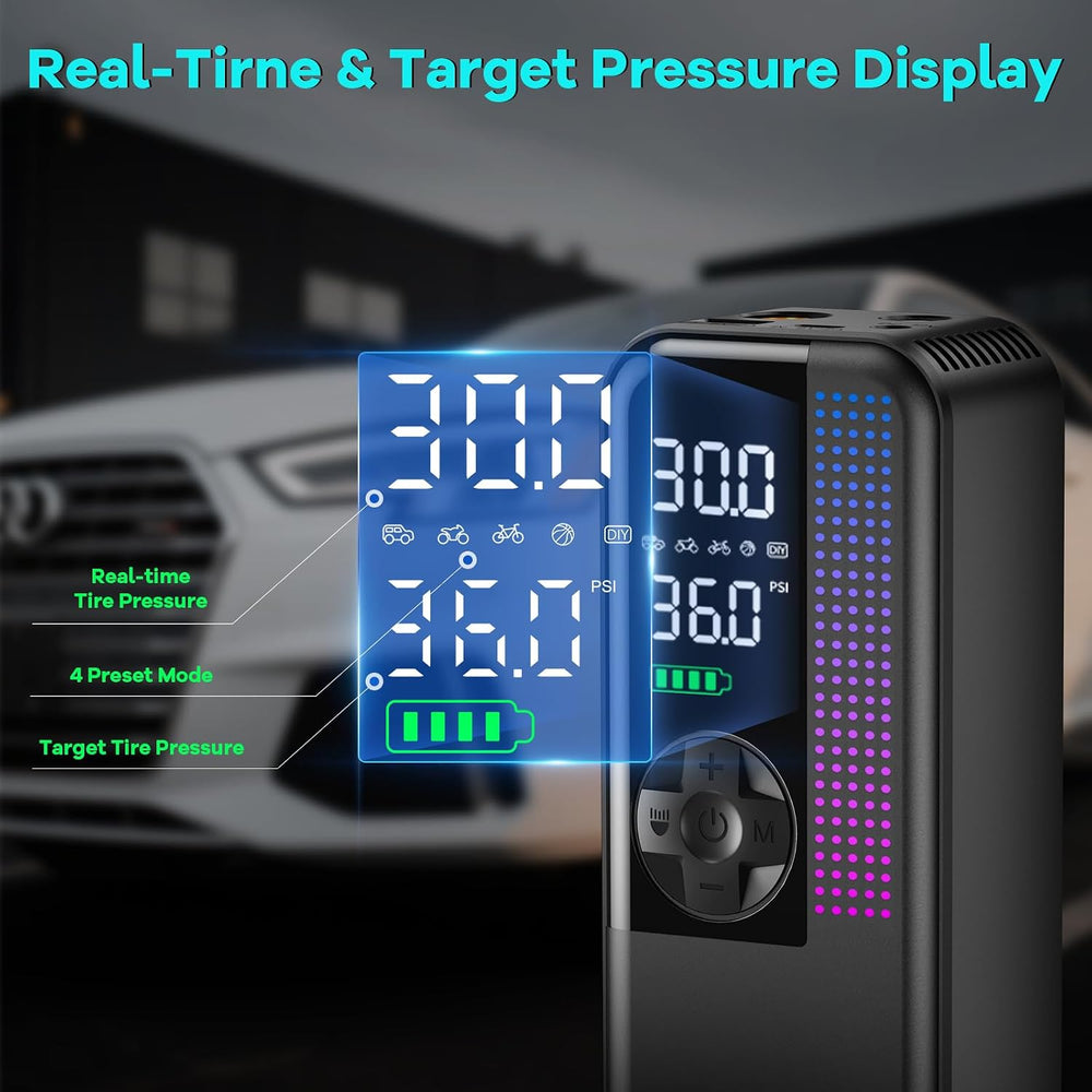 Tire Inflator Portable Air Compressor, Cordless Bike Pump, Auto-Off