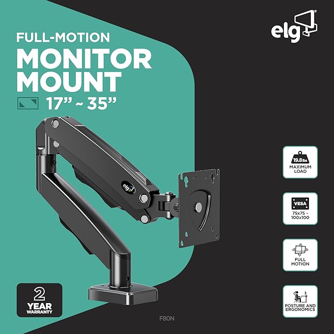 ELG Full Motion Swivel Single Monitor Desk Mount Stand: Empower Your Workspace