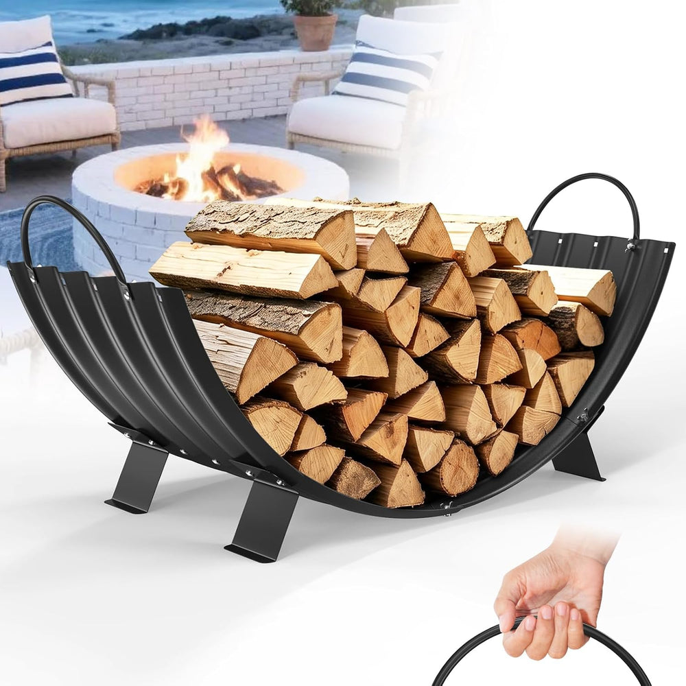 40 Inch Firewood Rack Storage with 4 Feet and 2 Handles Indoor / Outdoor