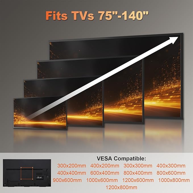 PUTORSEN 37-140'' Heavy Duty TV Wall Mount, Low Profile Fixed TV Wall...