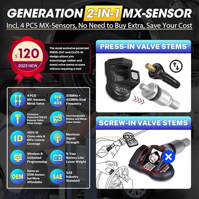 2026 Autel MaxiTPMS TS508WF KIT TPMS Programming Tool, WiFi Ver. of TS508K (4...