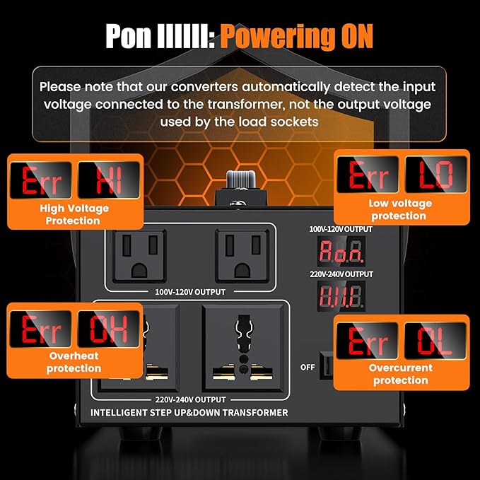 2000W Voltage Converter Transformer Step Up 110V/120V to220V/240V or Step Down