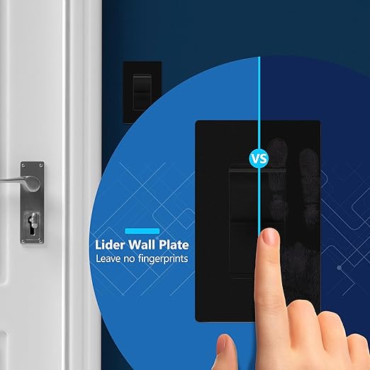 LIDER Black Minimalist Decorator Switch, Frameless Light Switch, On/Off Rocke...