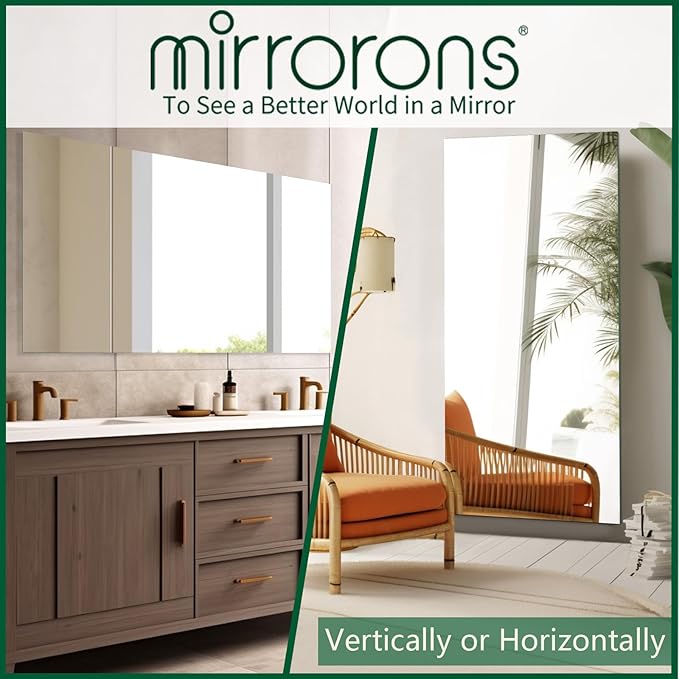 Mirrorons Large Mirror 72" x 36", Modern Rectangle Bathroom Mirror