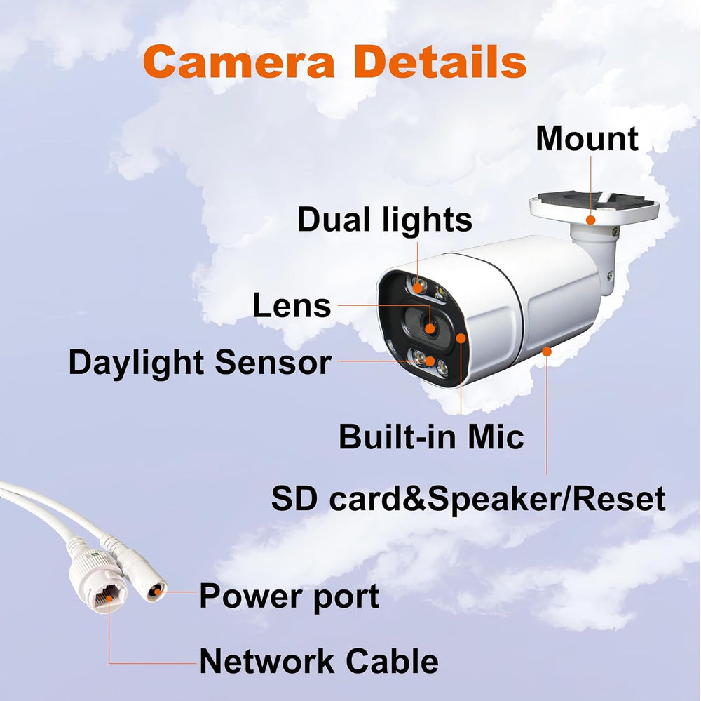 SINIS 4k PoE Camera Outdoor, 8MP 30fps Realtime Bullet Security IP Camera