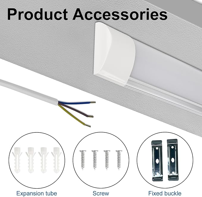 colmeguna 4 Packs 4FT LED Batten Light, Ultra-Thin Ceiling Surface Mounted Light