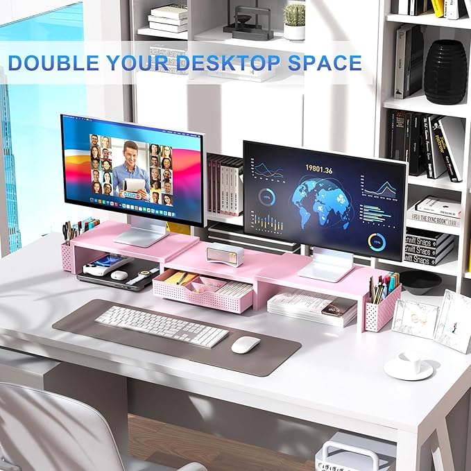 gianotter Dual Monitor Stand Riser, Desk Organizer