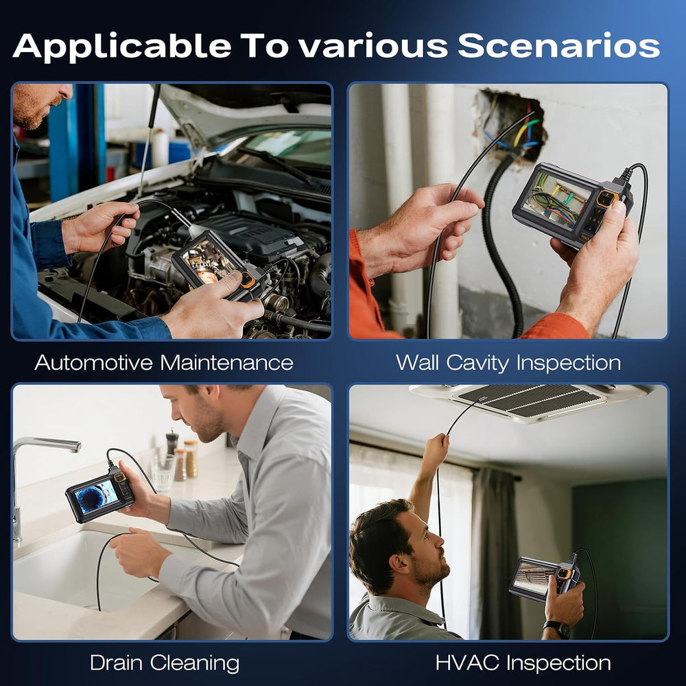 Endoscope Camera with Light, 1920P HD Borescope, 4.3" IPS Inspection Camera