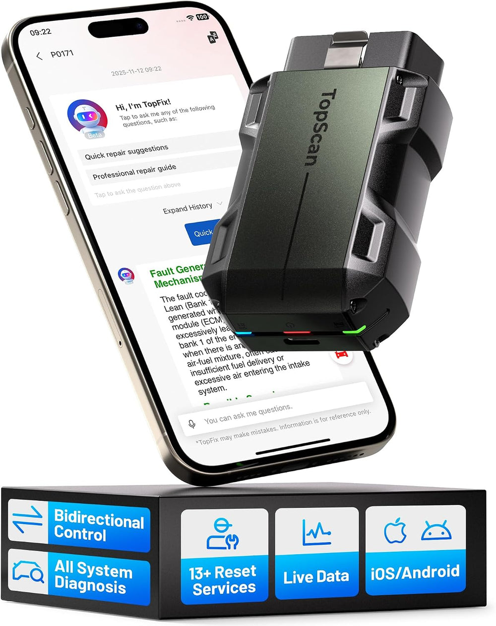 TOPDON TopScan Pro OBD2 Scanner Bluetooth, Bi-Directional Scan Tool
