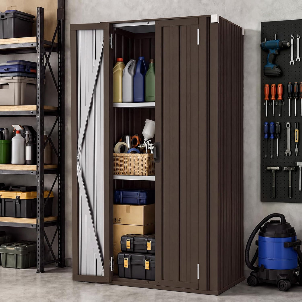 AECOJOY Outdoor Storage Cabinet Waterproof, 70" Vertical Tall with Base