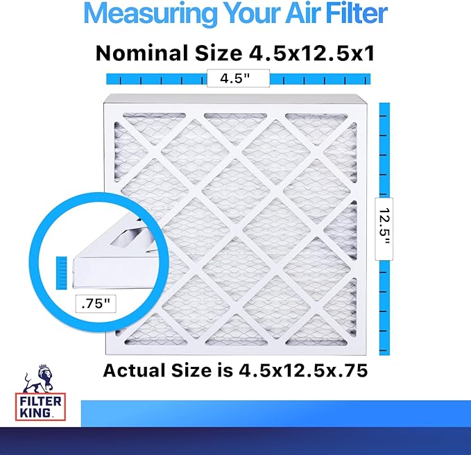 Filter King 4.5x12.5x1 Air Filter | 4-PACK | MERV 8 HVAC Pleated A/C Furnace