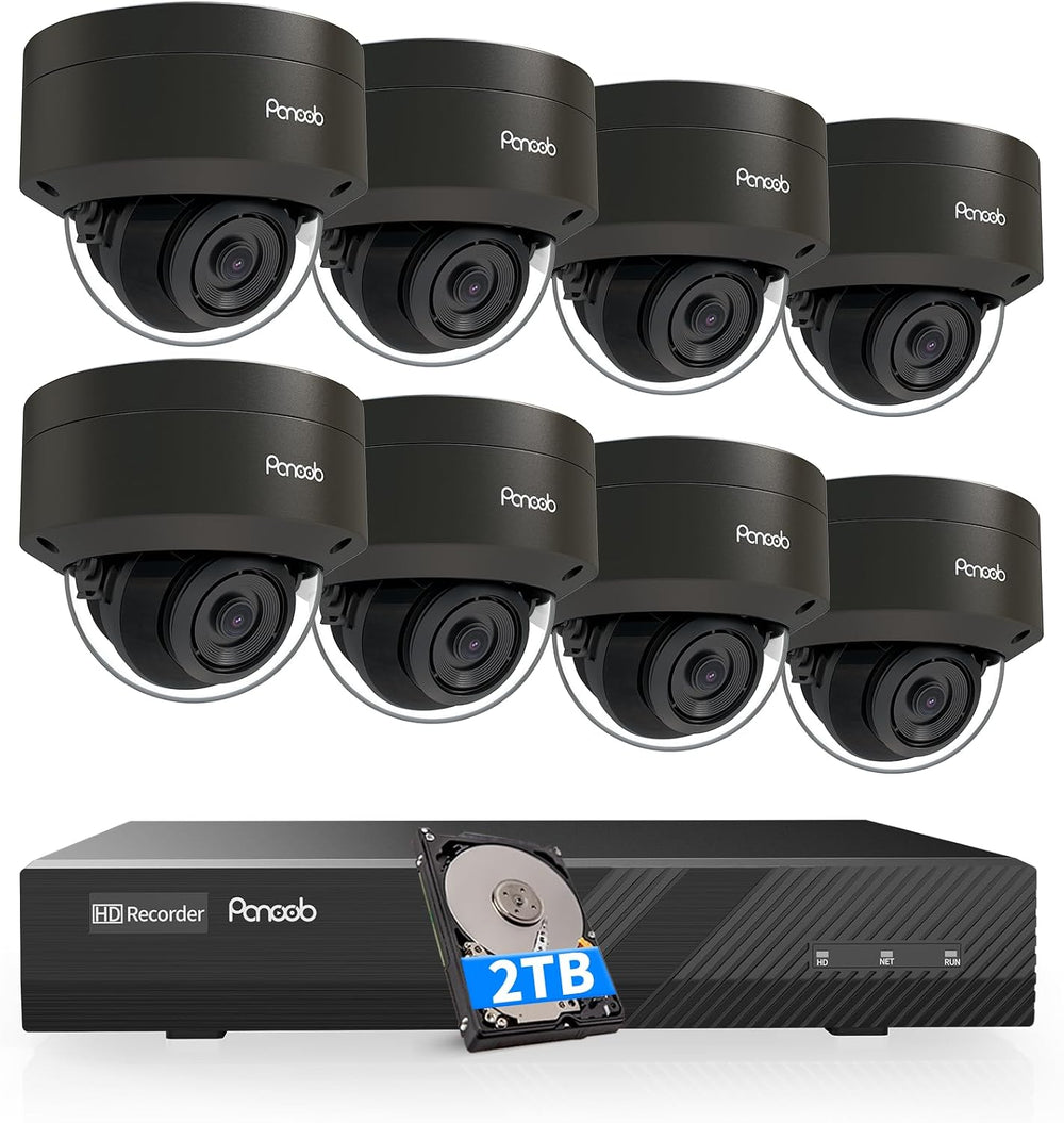 PANOOB 8 Channel Security Camera System, 8X 4K IK-10 Vandal-Proof PoE Dome