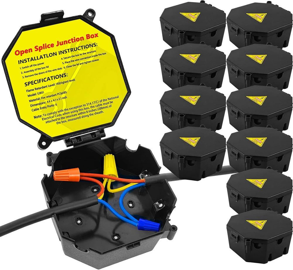 MIARALA Black Open Splice Junction Box, Splice Box Wire Electrical Junction B...