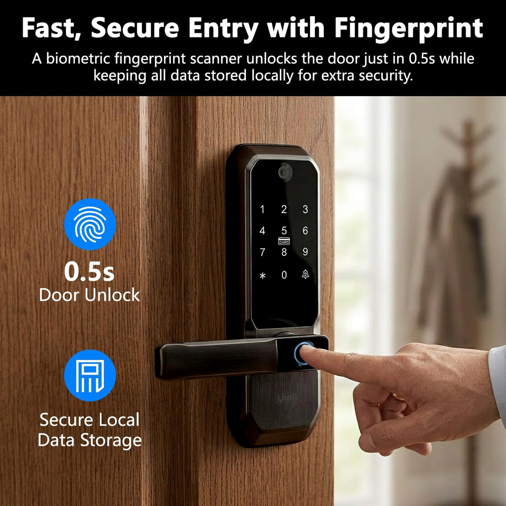 UMIKSMART WiFi Smart Door Lock with Camera, Fingerprint Keypad, App Control