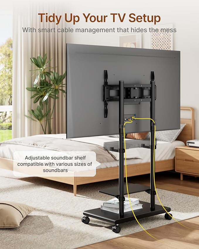 ECOTINY Steel Base Rolling TV Stand