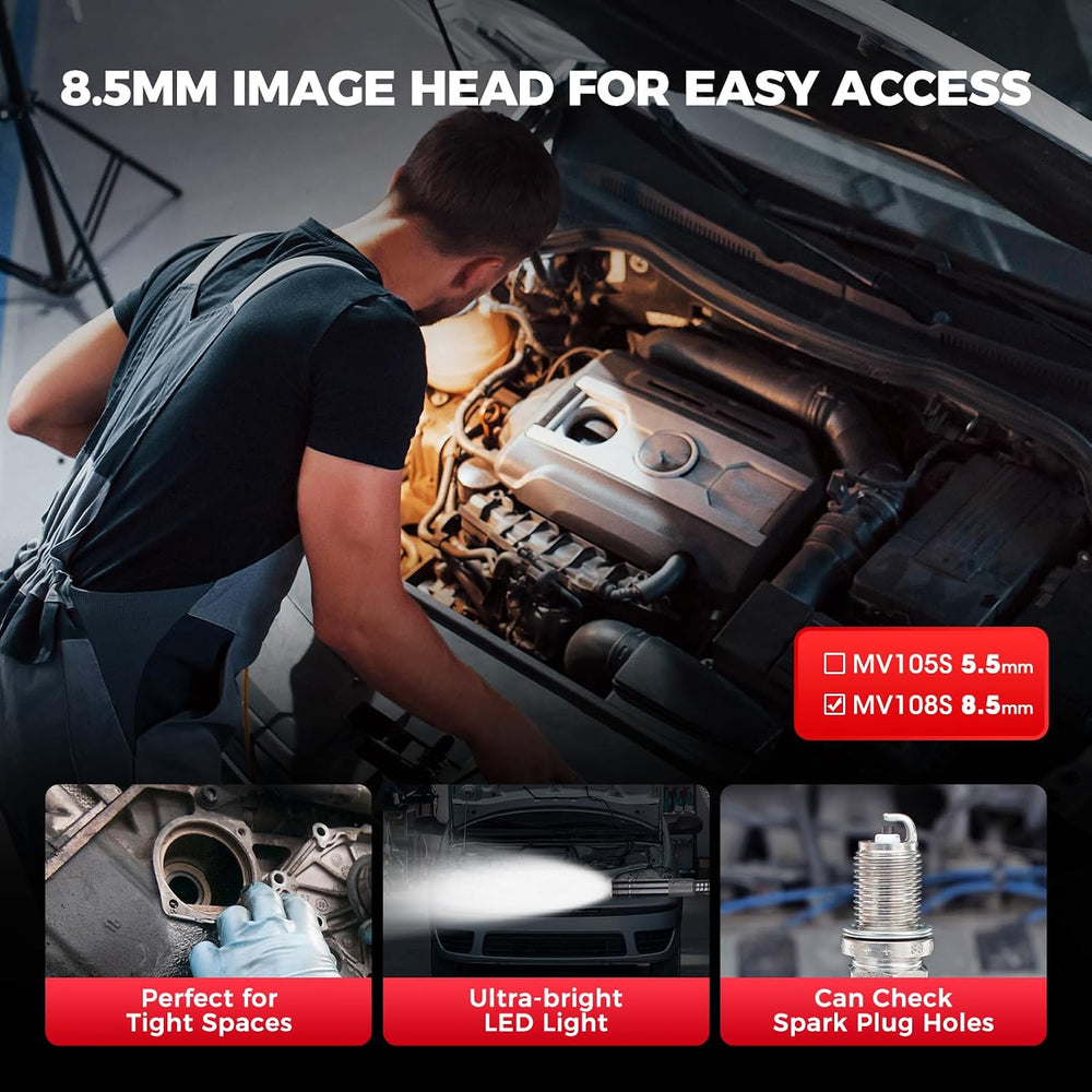 Autel MV108S 1080P HD Inspection Camera, 8.5mm Probe Wide-Angle Borescope, IP...