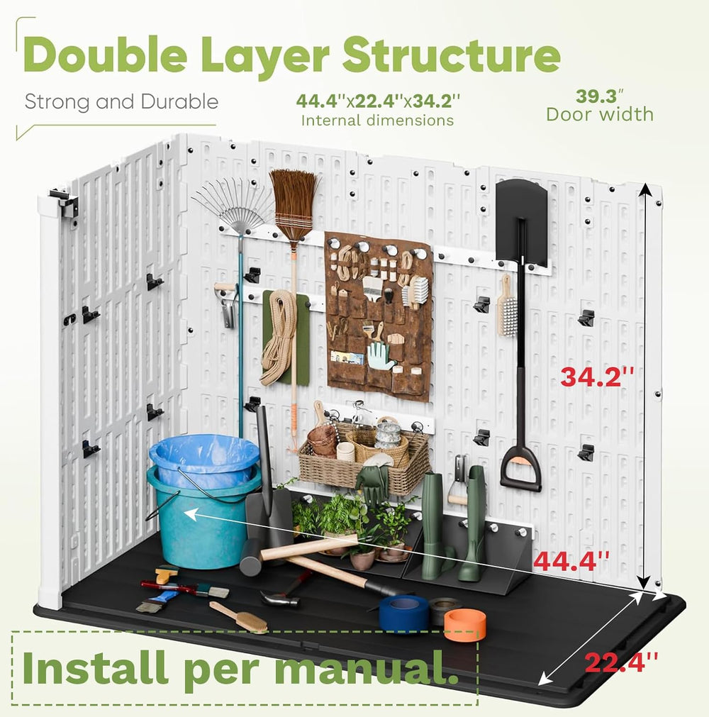 Devoko Outdoor Storage Cabinet 26 Cu Ft with Lockable Doors, Horizontal Stora...