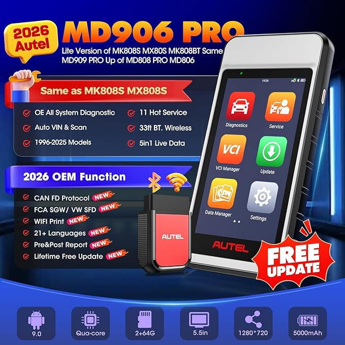 Autel Scanner MaxiDIAG MD906 PRO All System Diagnostic Tool, 2026 MD906PRO Same