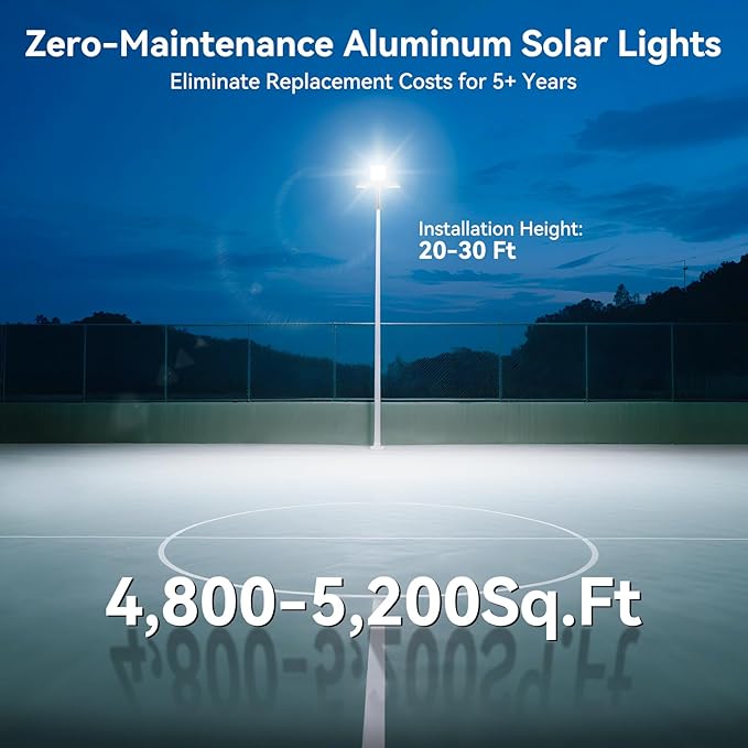 Deepn Solar Street Light 12000W Aluminum Commercial Grade Solar Parking Lot