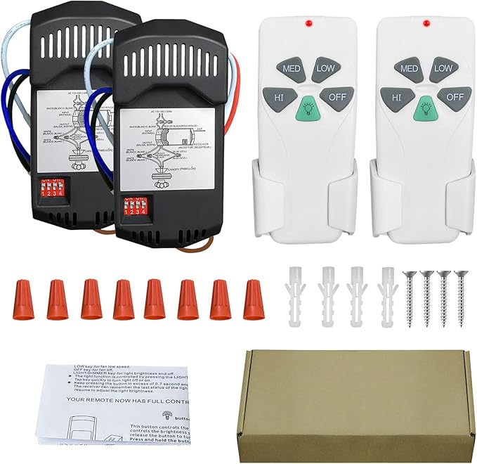 2 Pack Universal Ceiling Fan Remote Control Kits