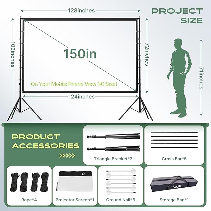 AAJK 150in Projector Screen