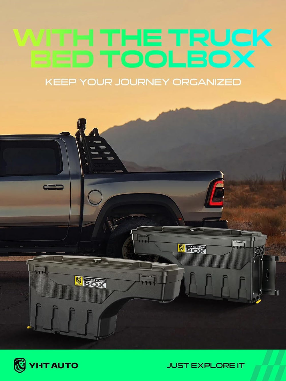 YHTAUTO Driver & Passenger Side Truck Bed Storage Tool Box for Dodge Ram