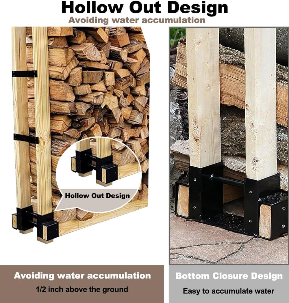 Outdoor Firewood Rack Bracket Kit for 2x4 lumber, Black, 1 Pair
