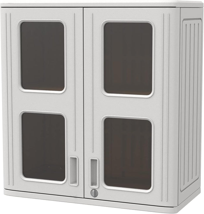 ADDOK Wall Storage Cabinet with Metal Shelf, 29"x30" Resin Box Wall Mounted for Indoor & Outdoor, Versatile Shed/Cabinet for Bathroom Laundry Bedroom Closet Pantry Organizers and Storage