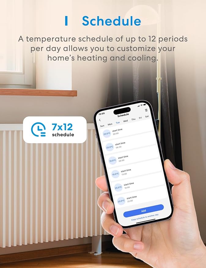 meross Smart Temperature Controller 15A 1800W, Smart Wi-Fi Thermostat